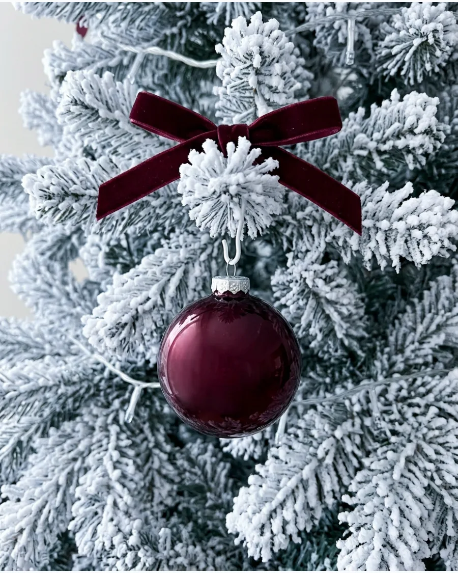10. Burgundy and White Christmas Tree