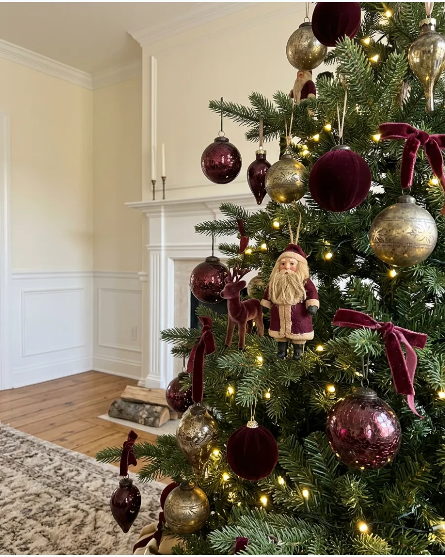 15. Vintage Burgundy Christmas Tree