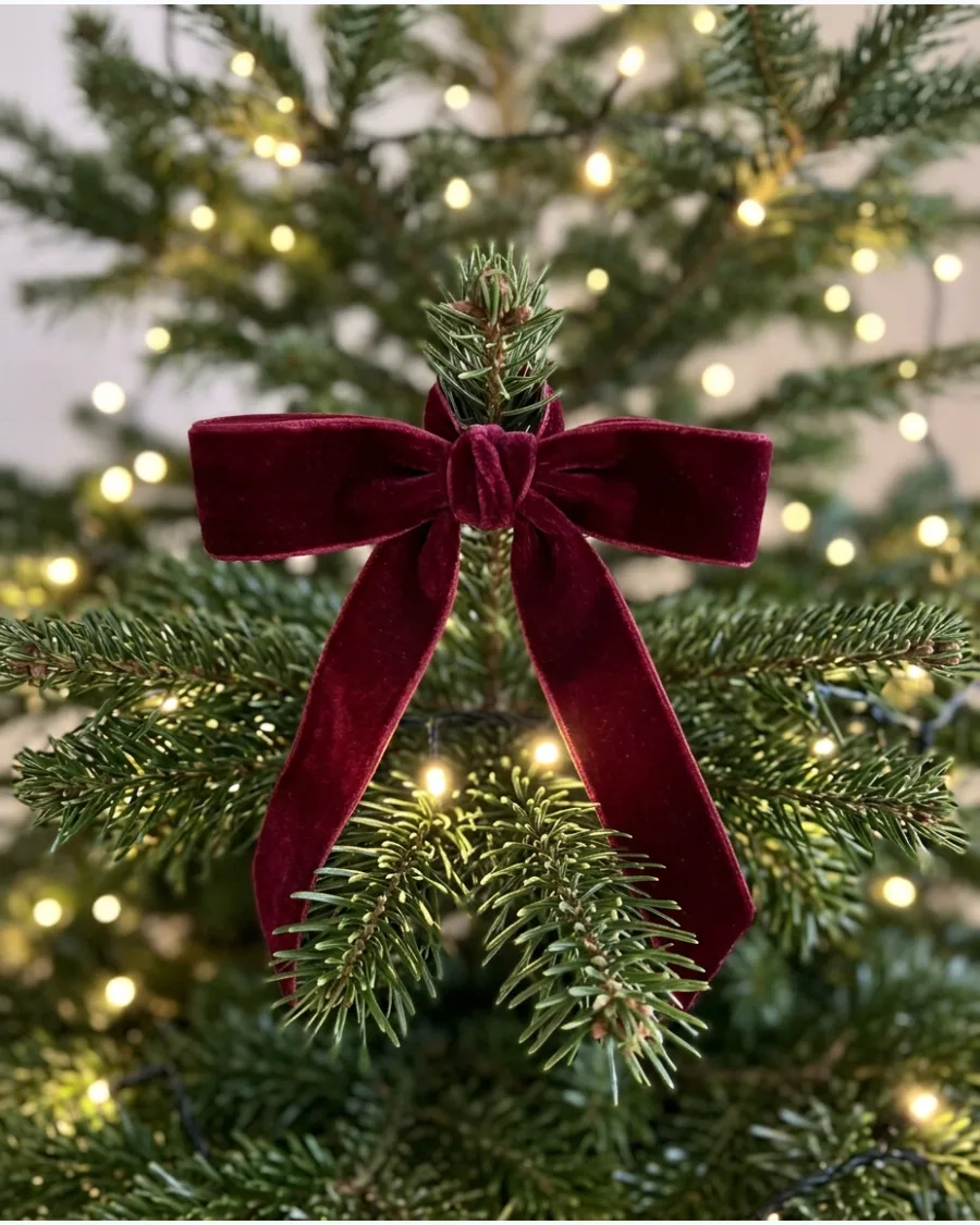 2. Burgundy Velvet Bow Christmas Tree