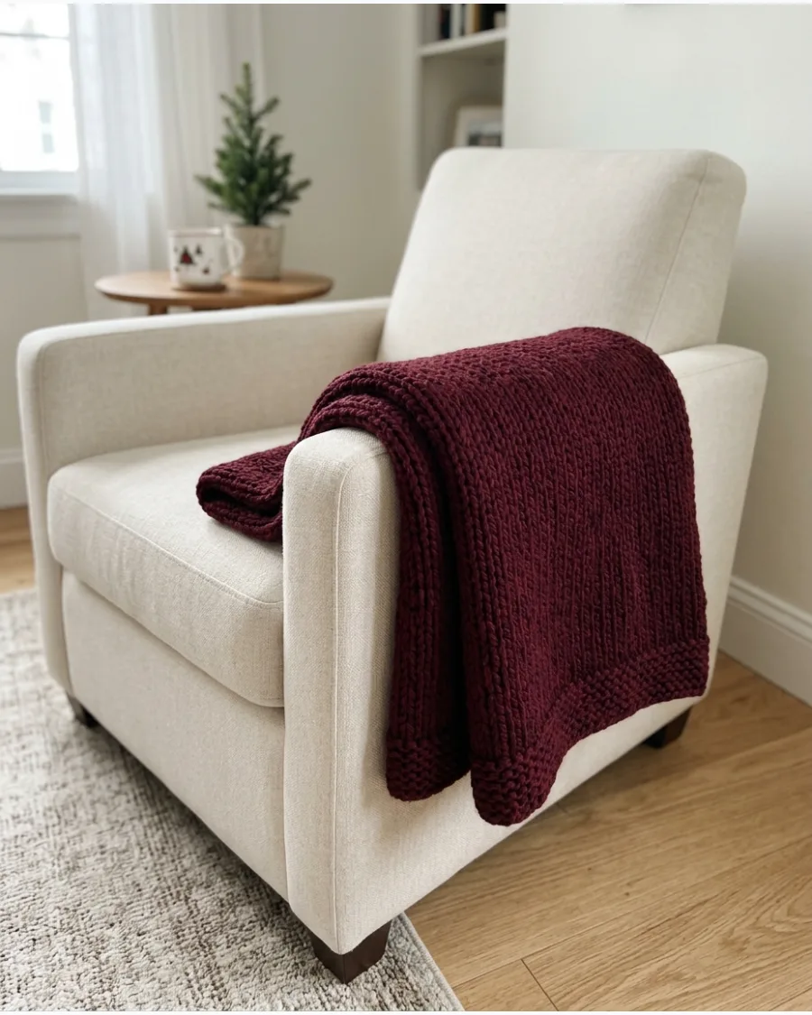 22. Burgundy Christmas Throw Blanket