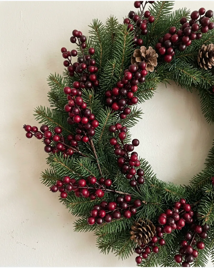27. Burgundy Berry Christmas Wreath