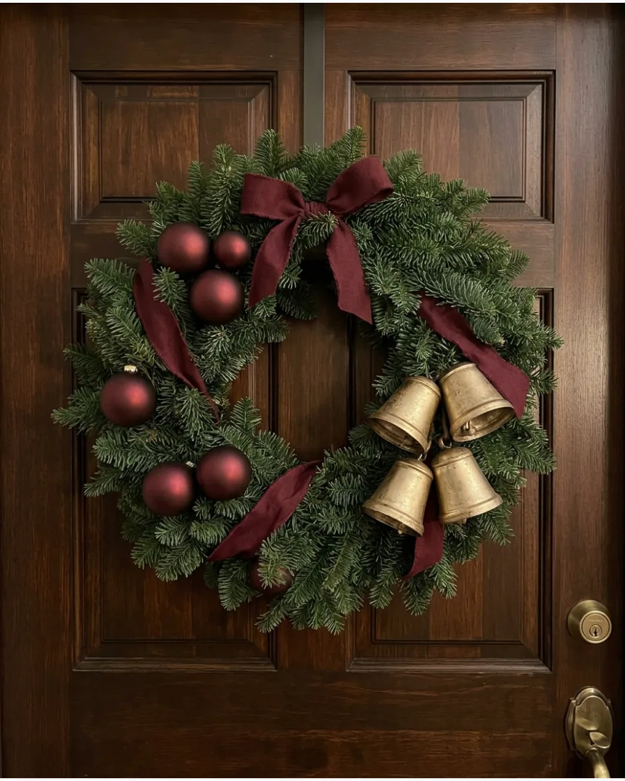28. Burgundy and Gold Christmas Wreath