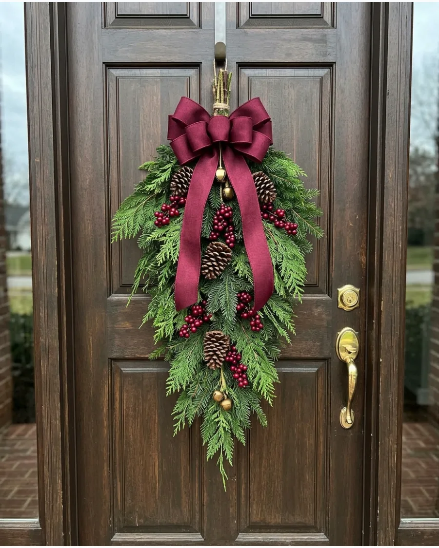 29. Burgundy Christmas Door Swag