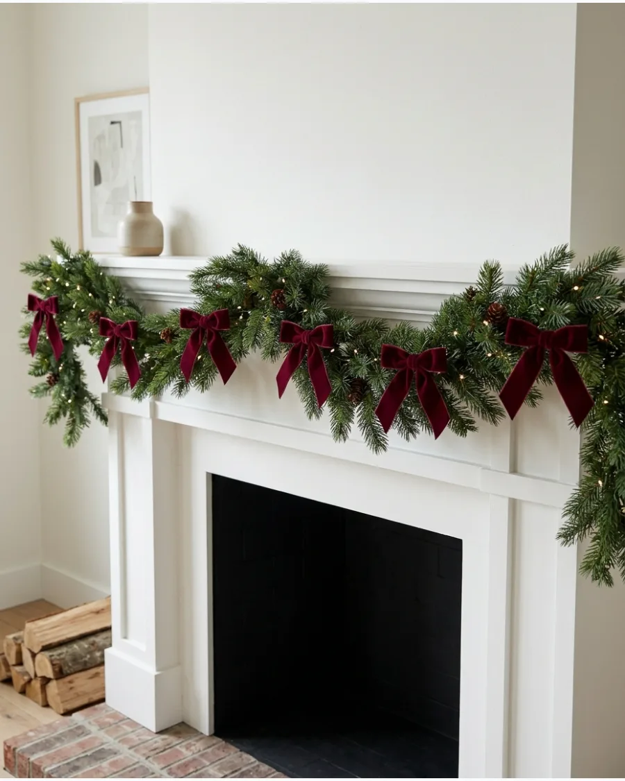 30. Burgundy Bow Garland