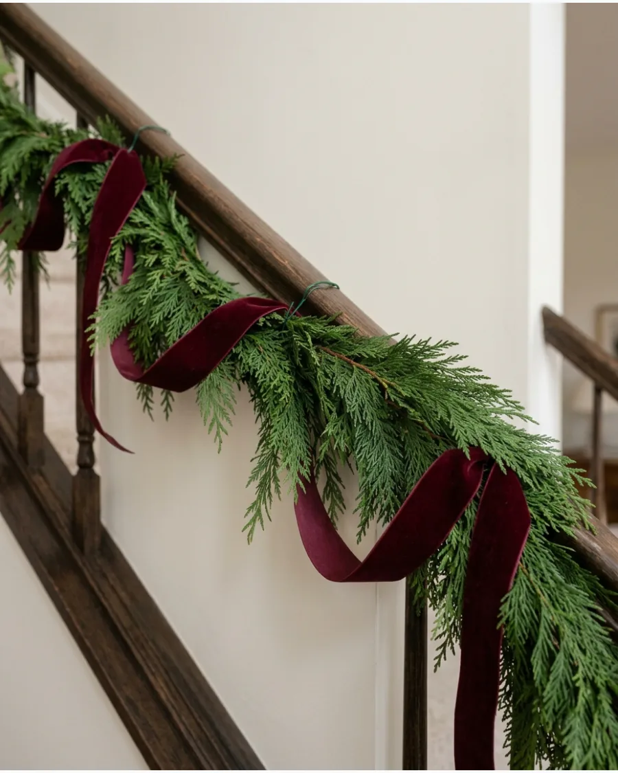 31. Burgundy Velvet Ribbon Garland