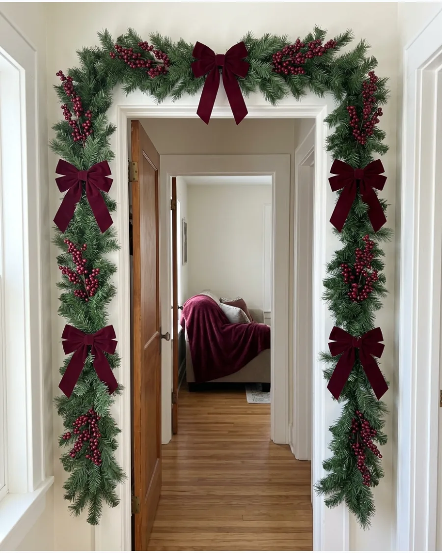 34. Burgundy Garland Around a Doorway