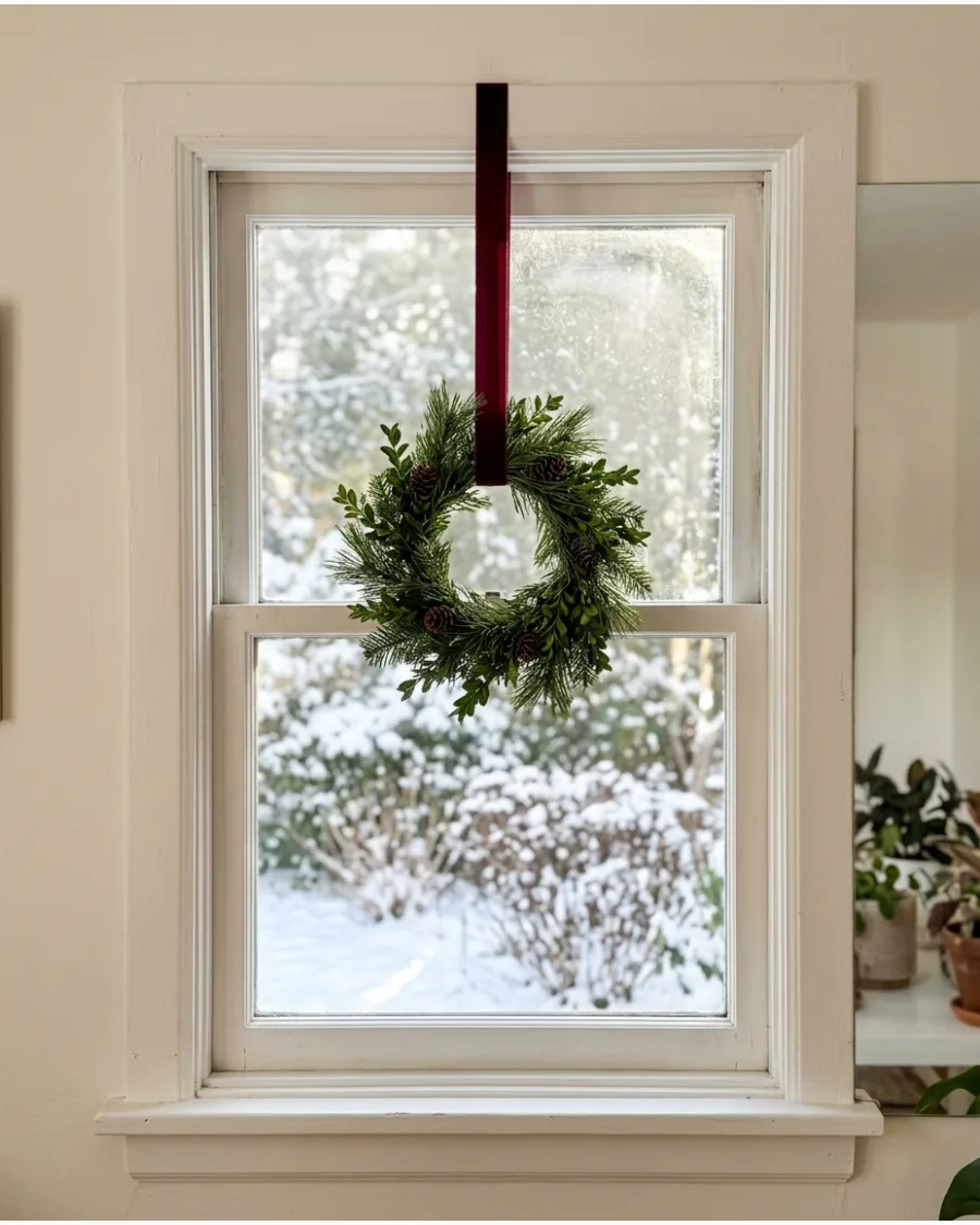 35. Burgundy Window Wreaths
