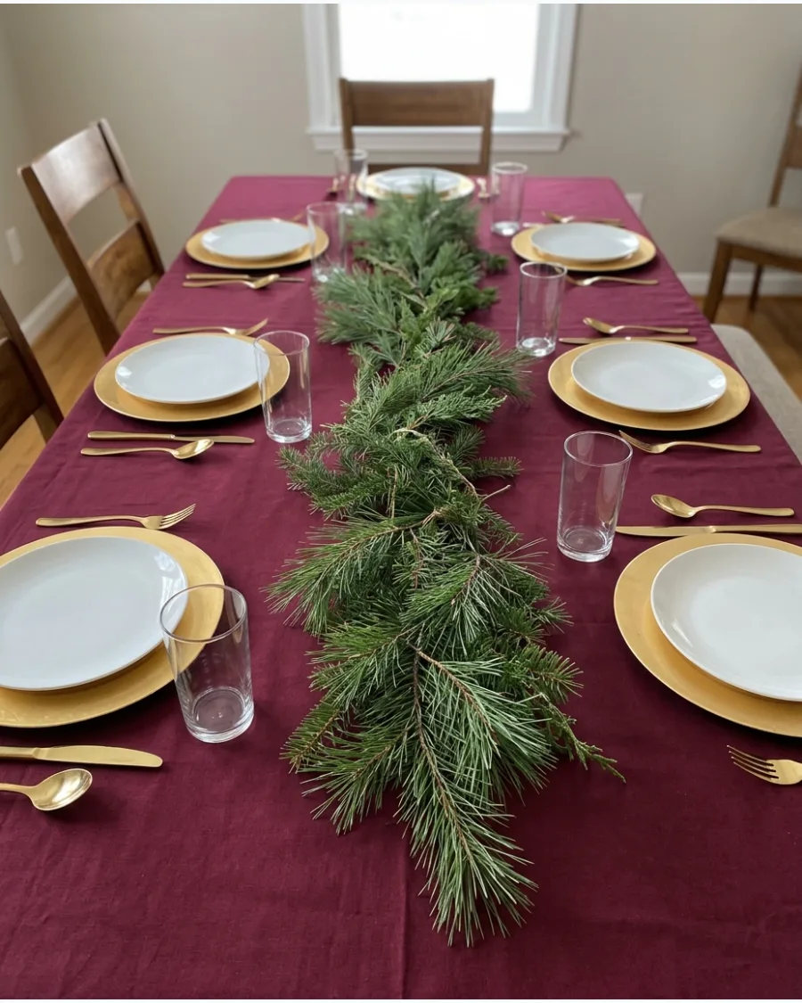 36. Burgundy and Gold Christmas Tablescape