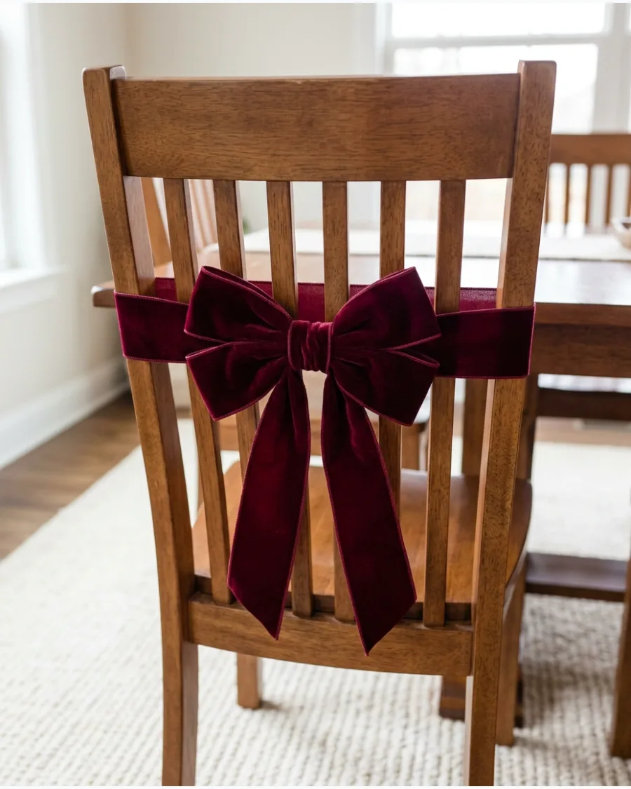 45. Burgundy Christmas Dining Chair Bows