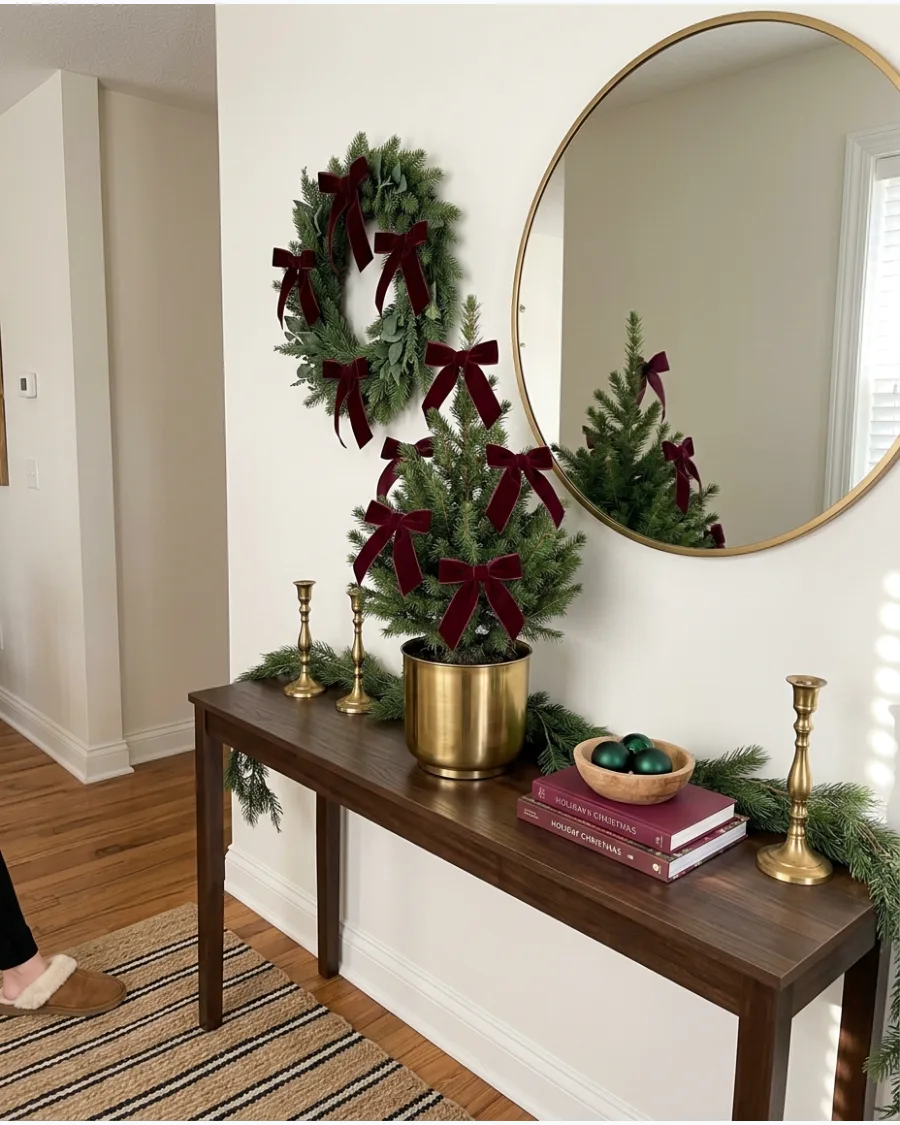 48. Burgundy Christmas Entryway