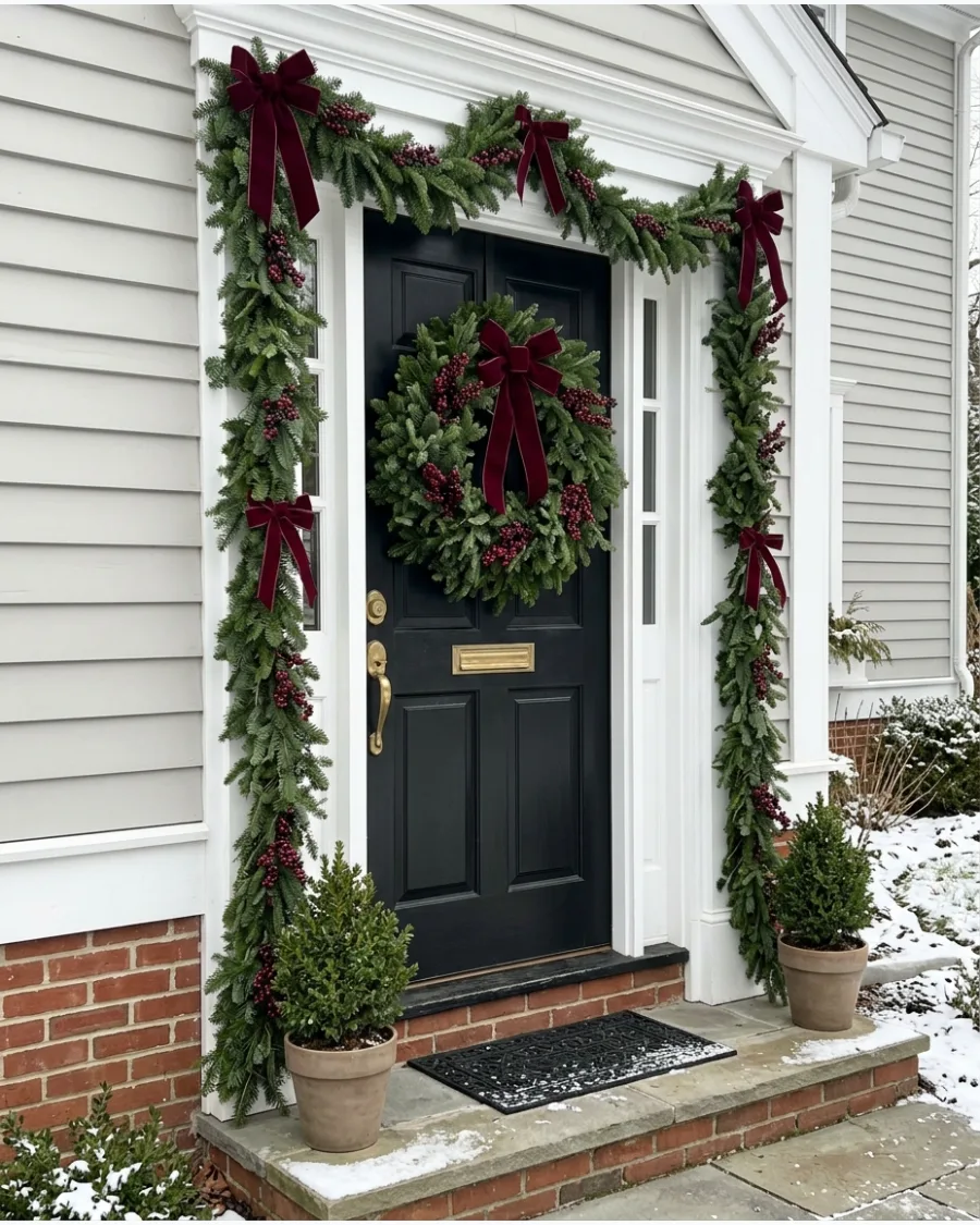 49. Burgundy Christmas Front Door