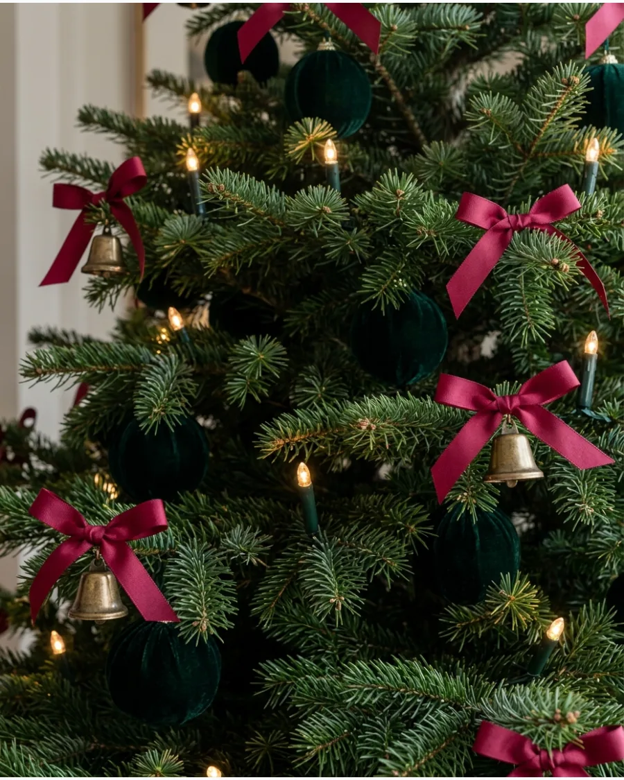 5. Burgundy and Forest Green Christmas Tree