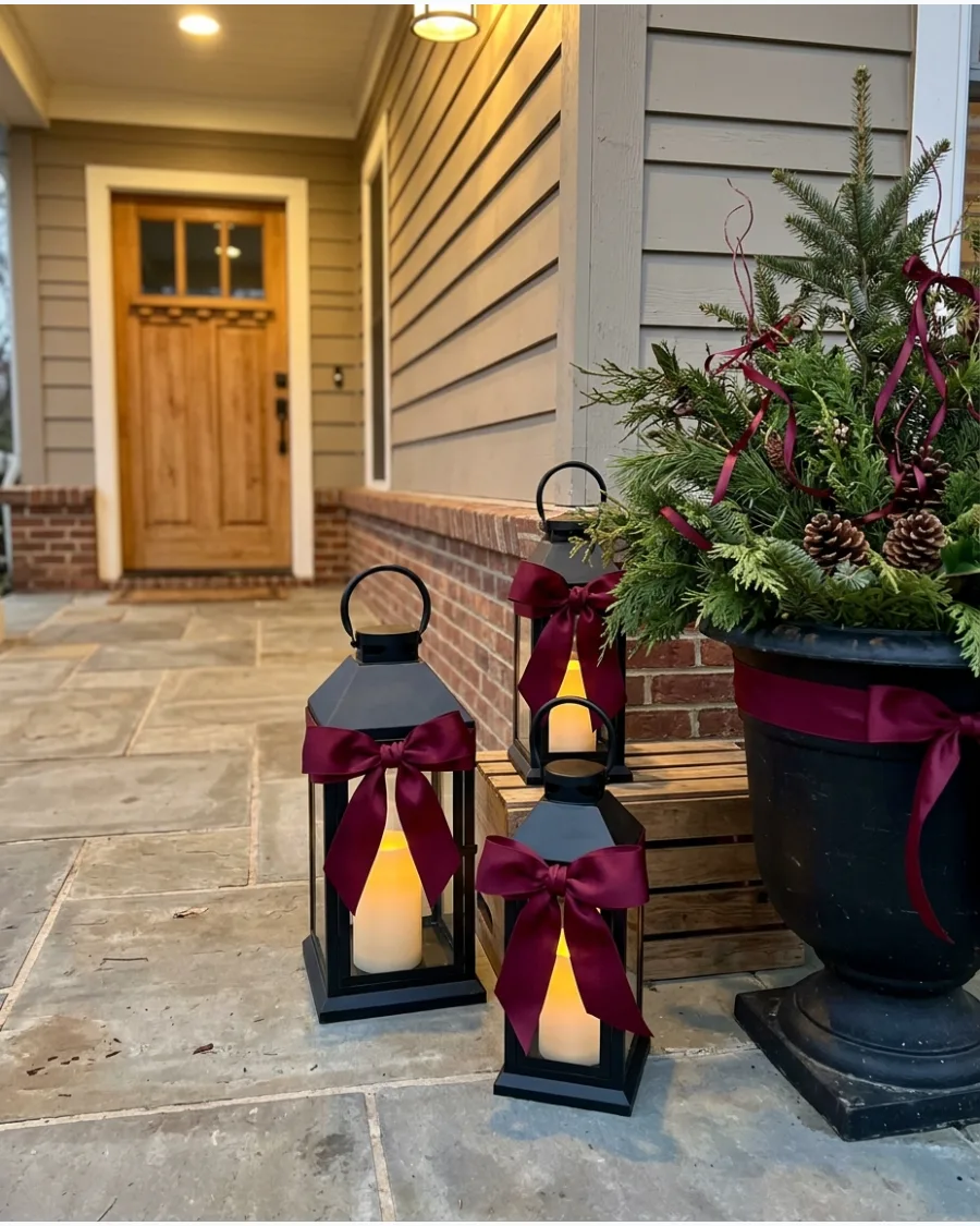 50. Burgundy Christmas Porch