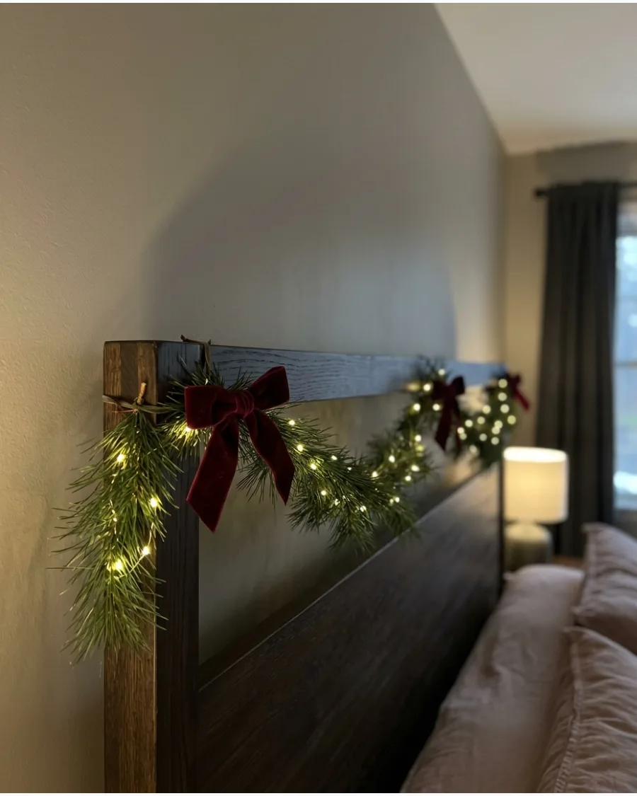 53. Burgundy Christmas Headboard Garland
