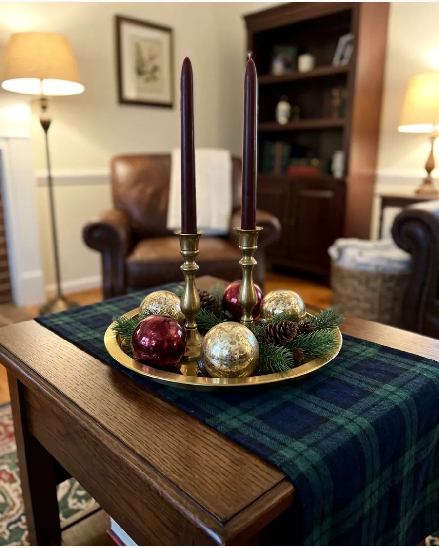 55. Ralph Lauren Inspired Burgundy Christmas Decor
