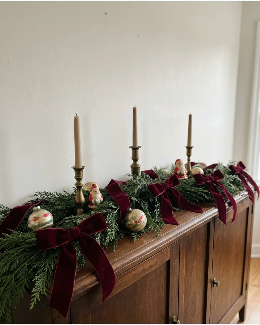 56. Vintage Burgundy Christmas Decor