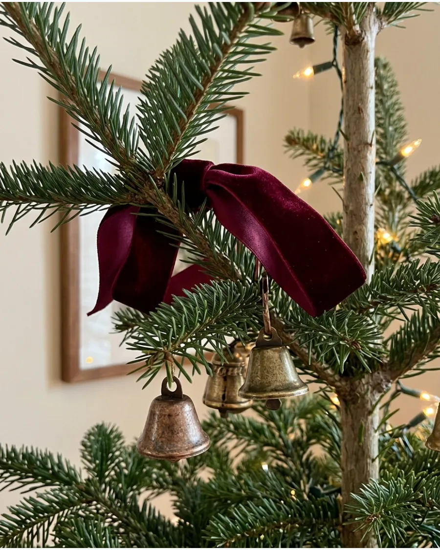 6. Burgundy and Brass Christmas Tree