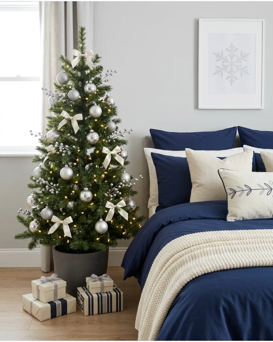 100. Cozy Christmas Bedroom With a Fully Coordinated Theme
