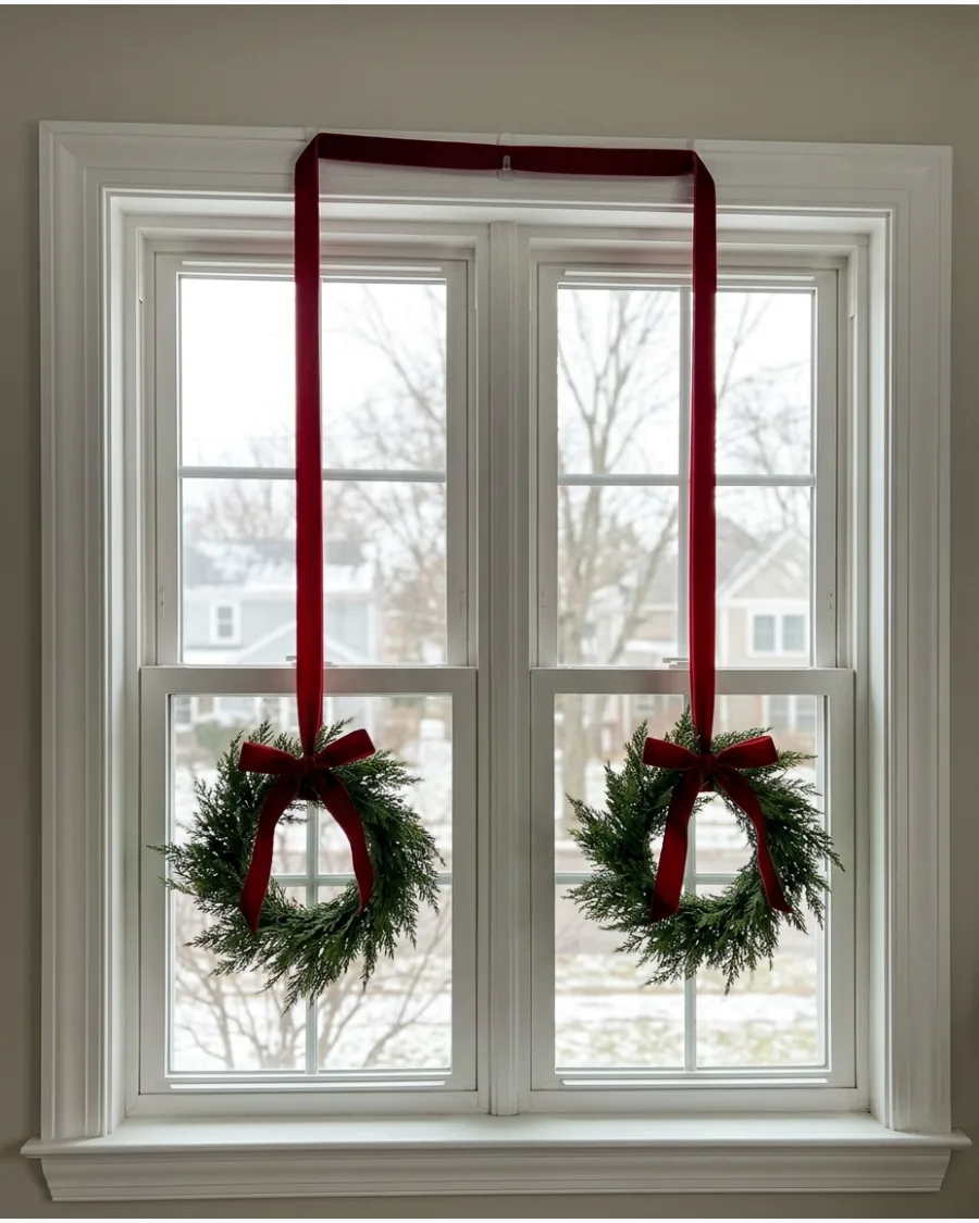 13. Christmas Wreaths in the Bedroom Windows