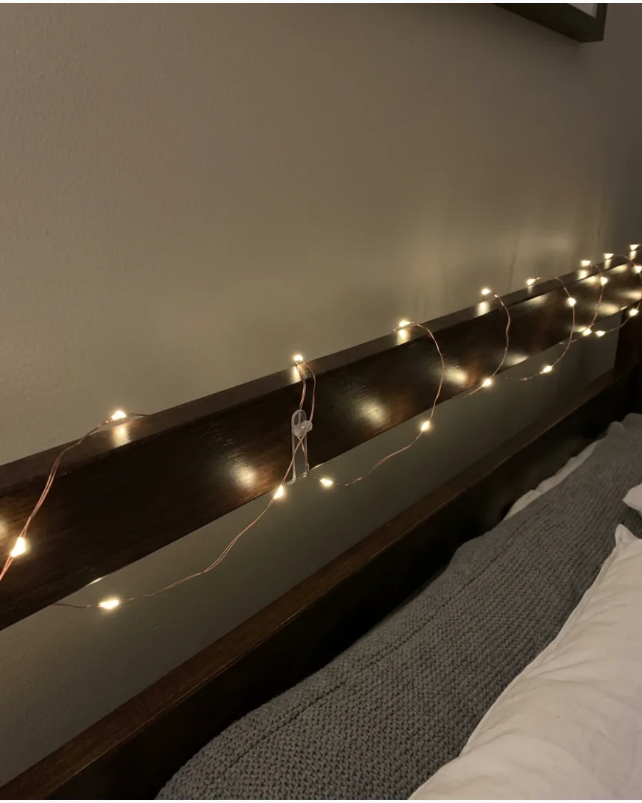 2. Christmas Bedroom With Warm White Fairy Lights