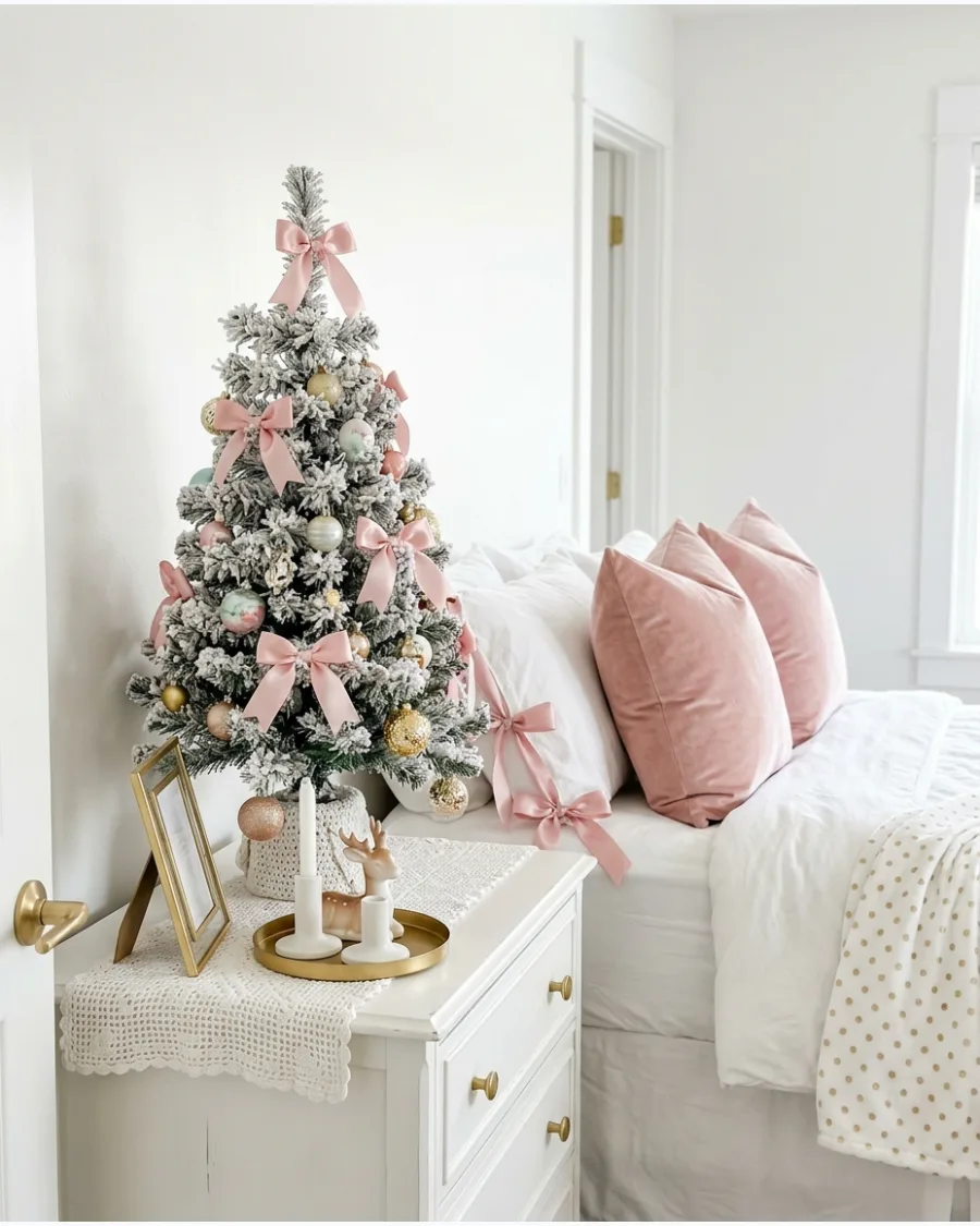 24. Pink Christmas Bedroom