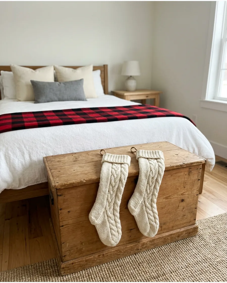 34. Farmhouse Christmas Bedroom