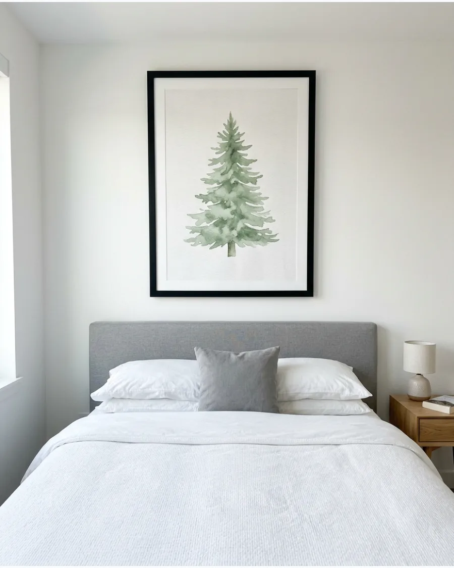 49. Christmas Tree Wall Art Above the Bed
