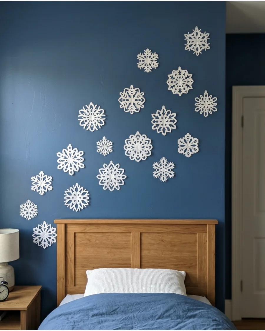 52. Paper Snowflake Bedroom Wall