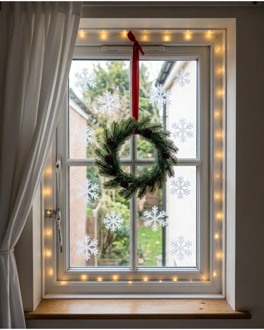 53. Snowflake Window Christmas Bedroom