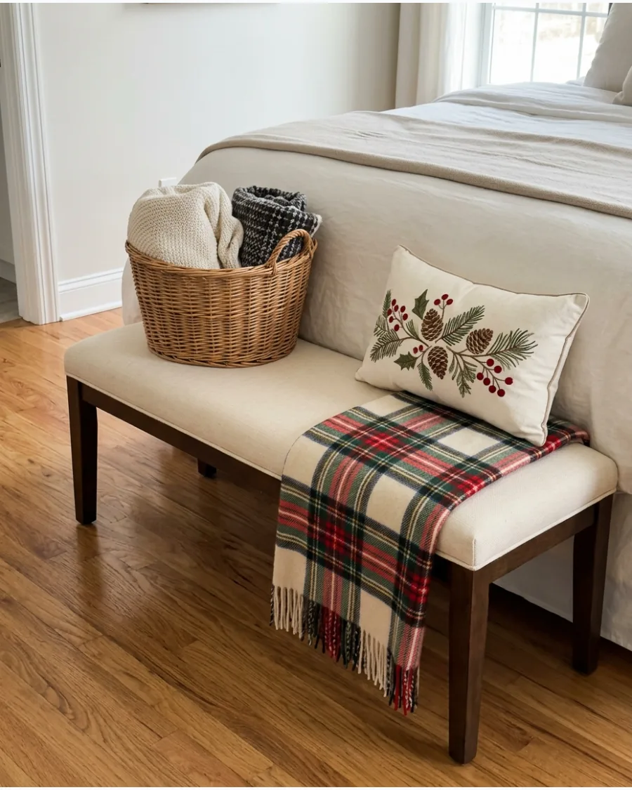58. Christmas Bench at the Foot of the Bed