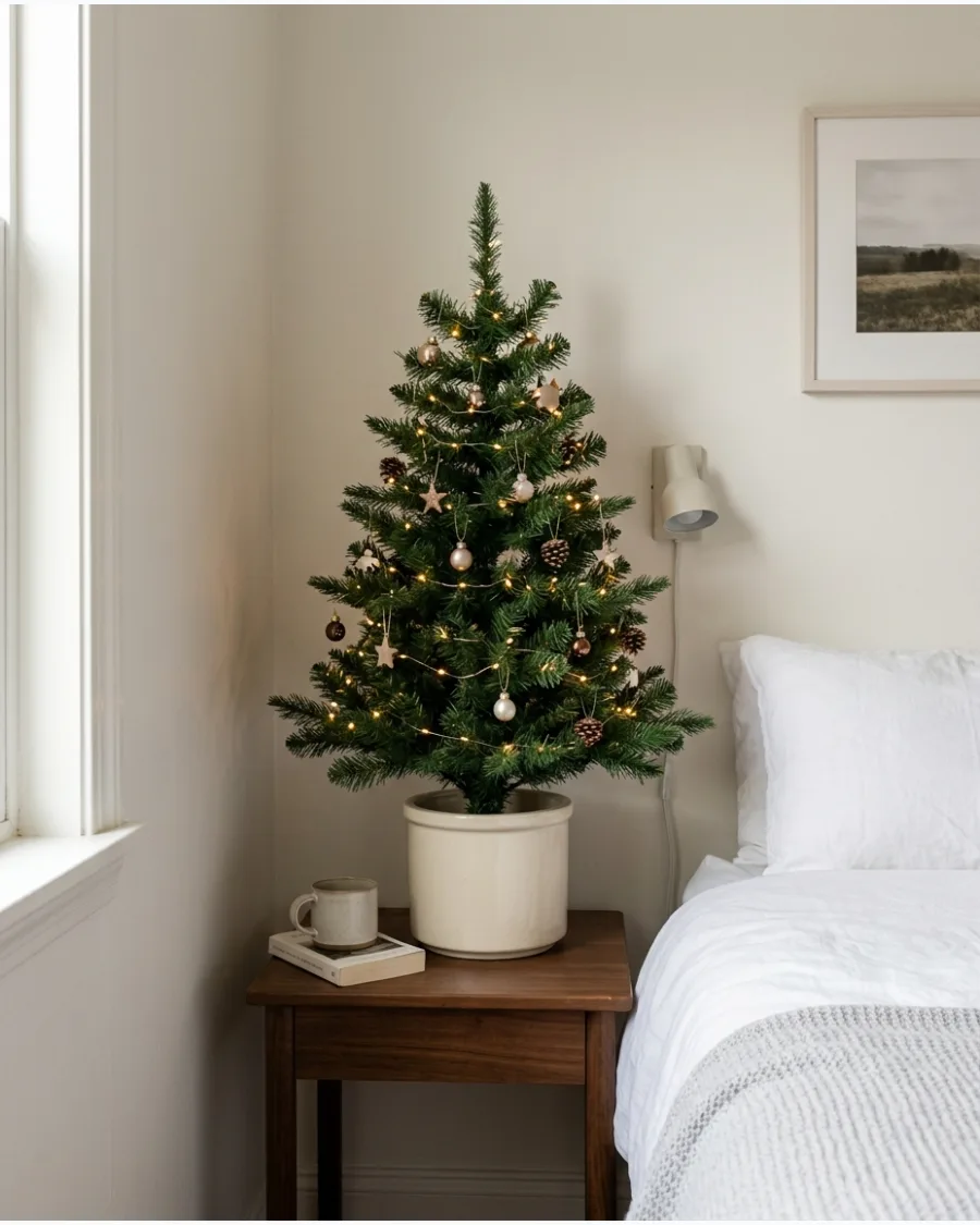 62. Tabletop Christmas Tree for a Tiny Bedroom