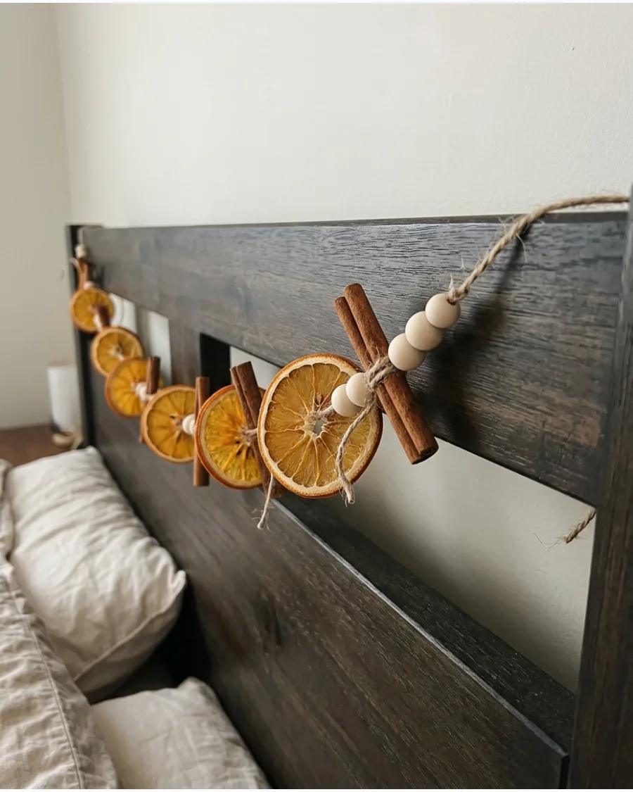 69. DIY Dried Orange Garland Bedroom