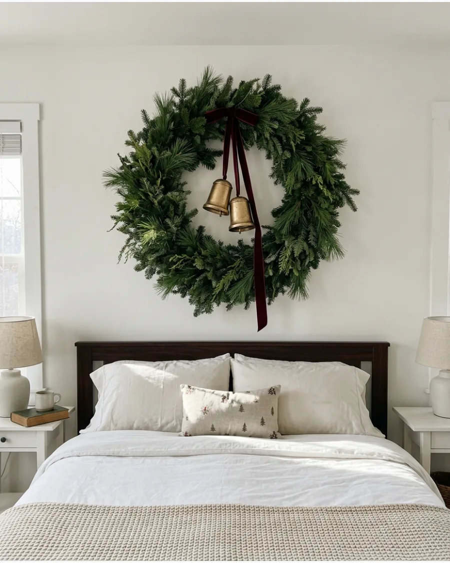 78. Christmas Bedroom With One Statement Wreath