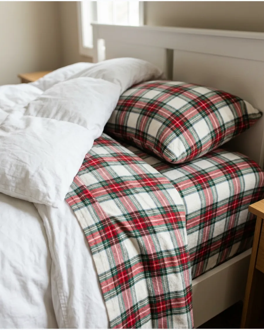 8. Christmas Bedroom With Flannel Sheets