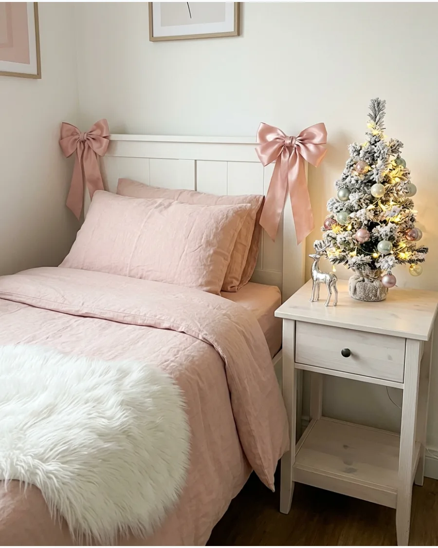 86. Pink Christmas Bedroom for a Teen