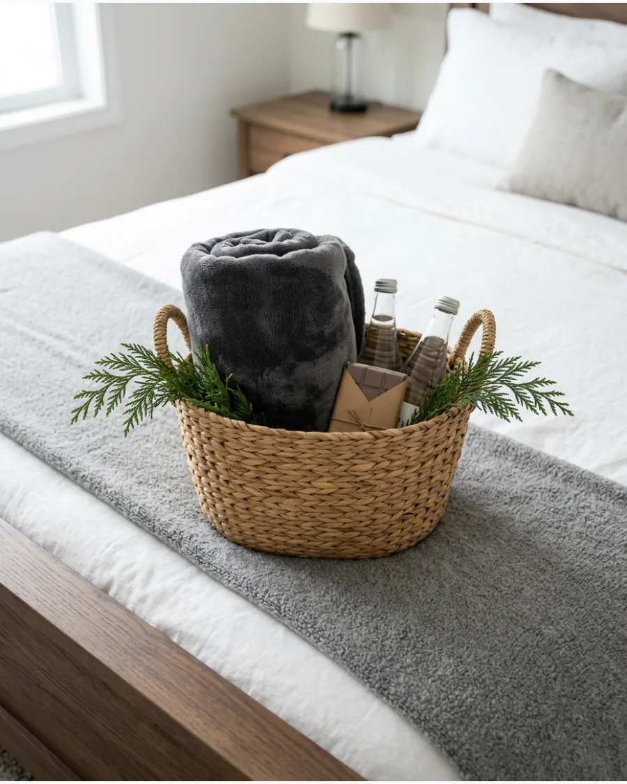 92. Christmas Guest Room With Welcome Basket
