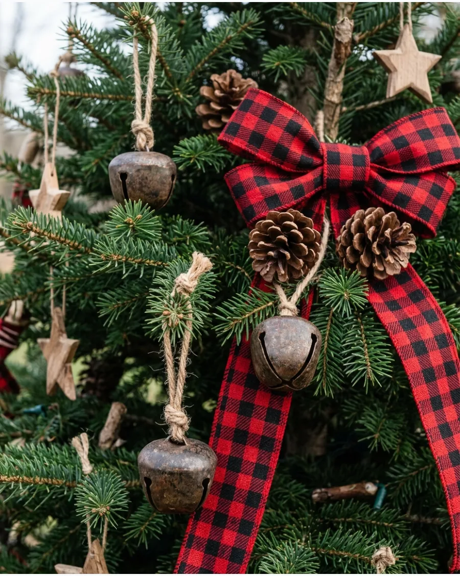21. Rustic Sleigh Bell Christmas Tree