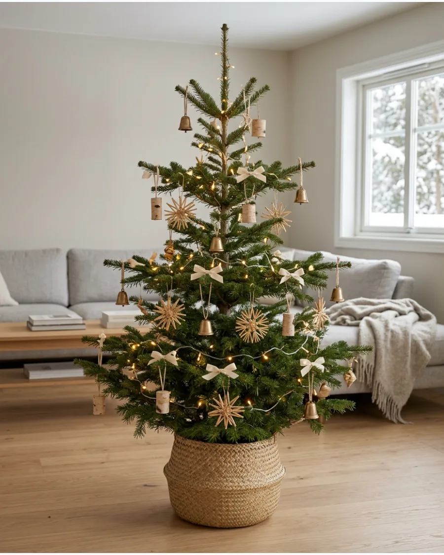 24. Scandinavian Christmas Tree With Bells