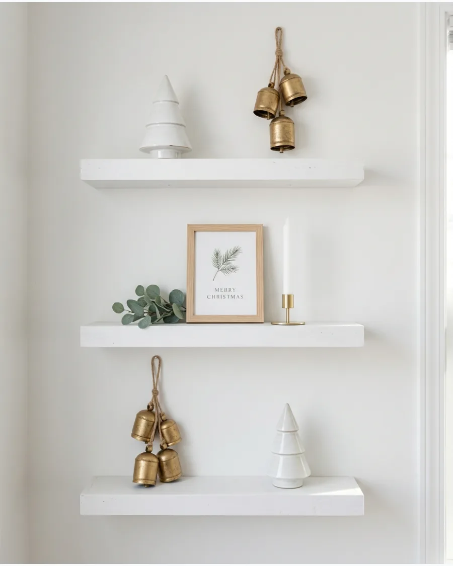 38. Christmas Bell Shelf Decor