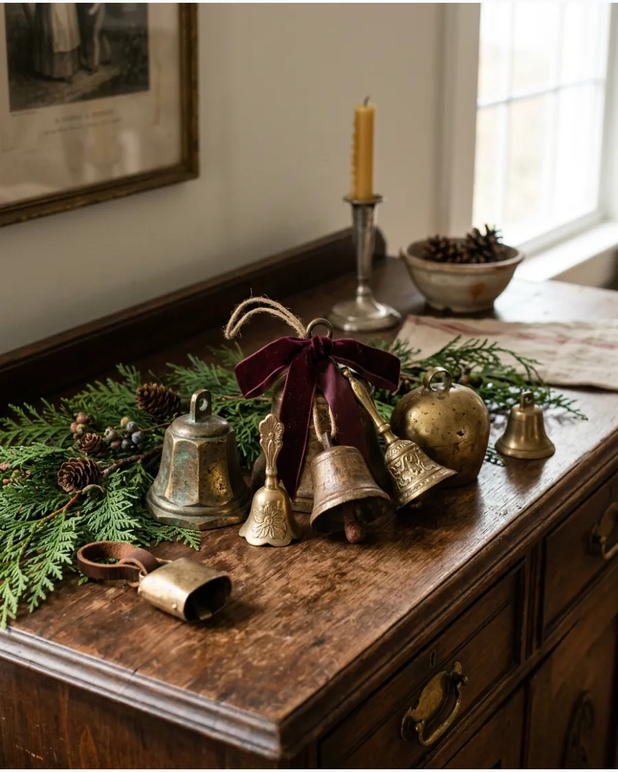 39. Vintage Brass Christmas Bell Display