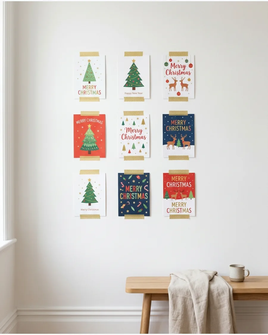 10. Minimalist Christmas Card Wall