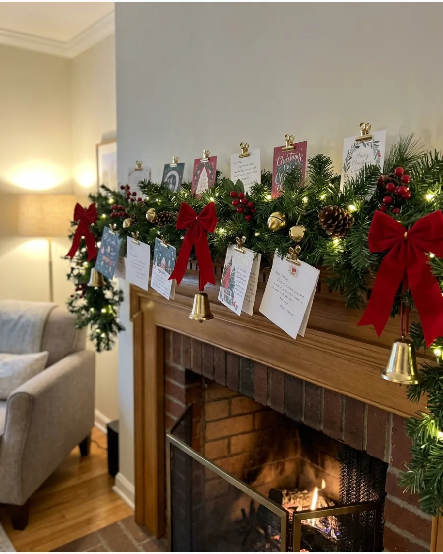 14. Christmas Card Mantel Garland