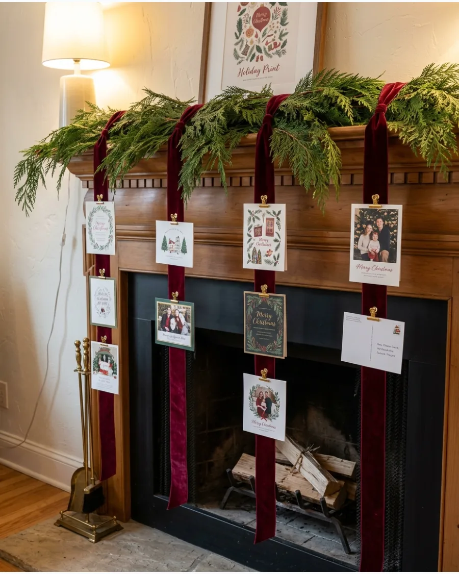 17. Cedar and Velvet Ribbon Card Display