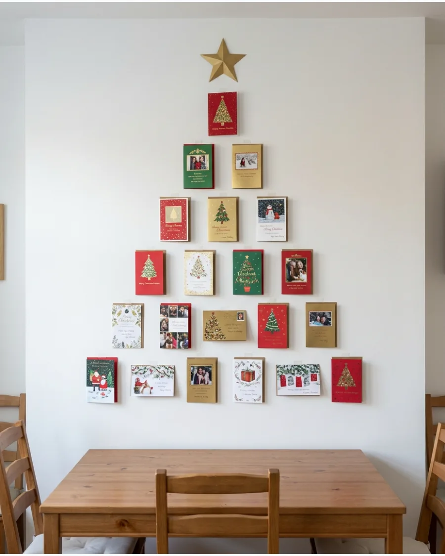 2. Christmas Tree Shaped Card Wall