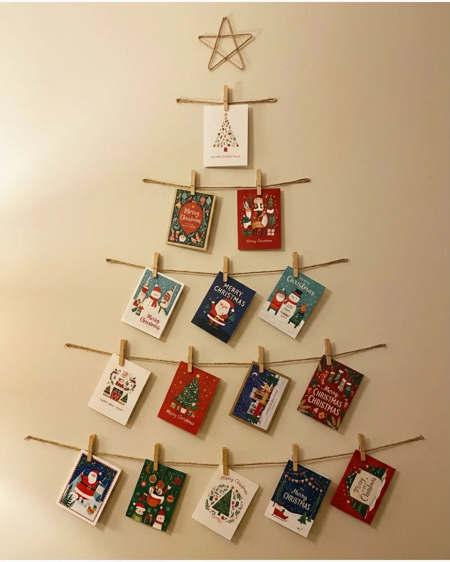 3. Twine Christmas Tree Card Display