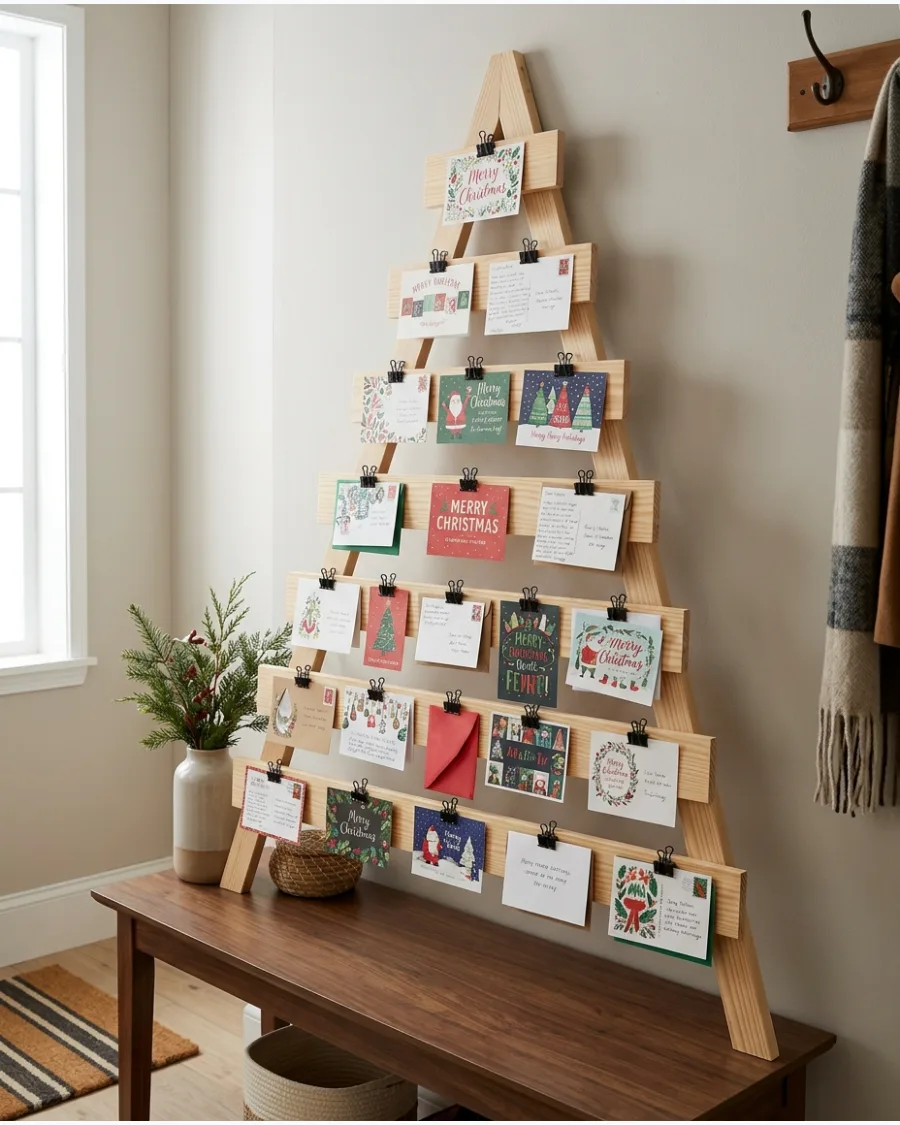 30. Wooden Christmas Tree Card Stand