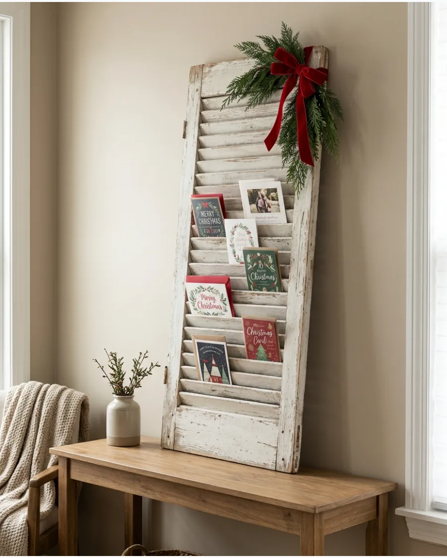 33. Antique Shutter Christmas Card Holder