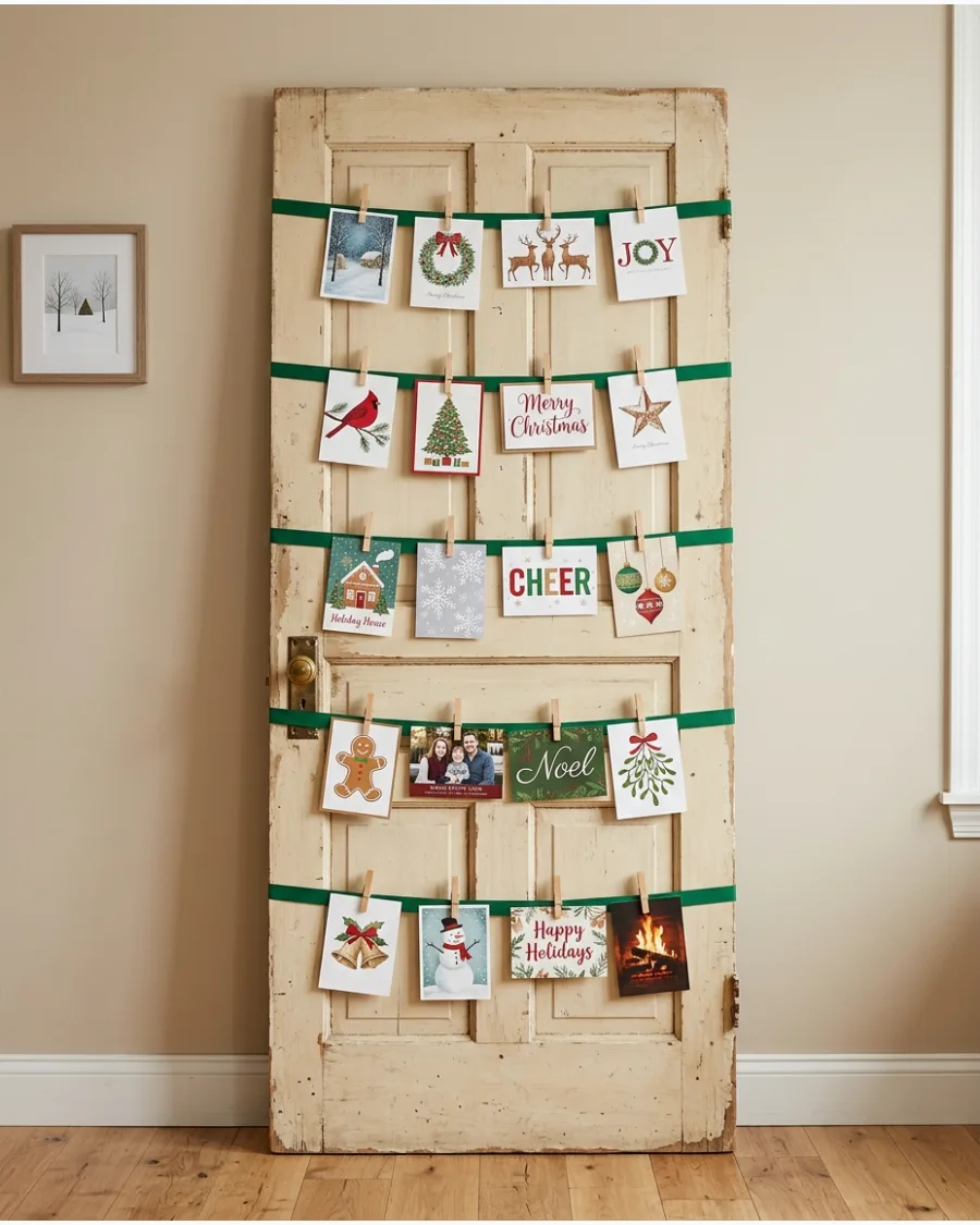 38. Old Door Christmas Card Display