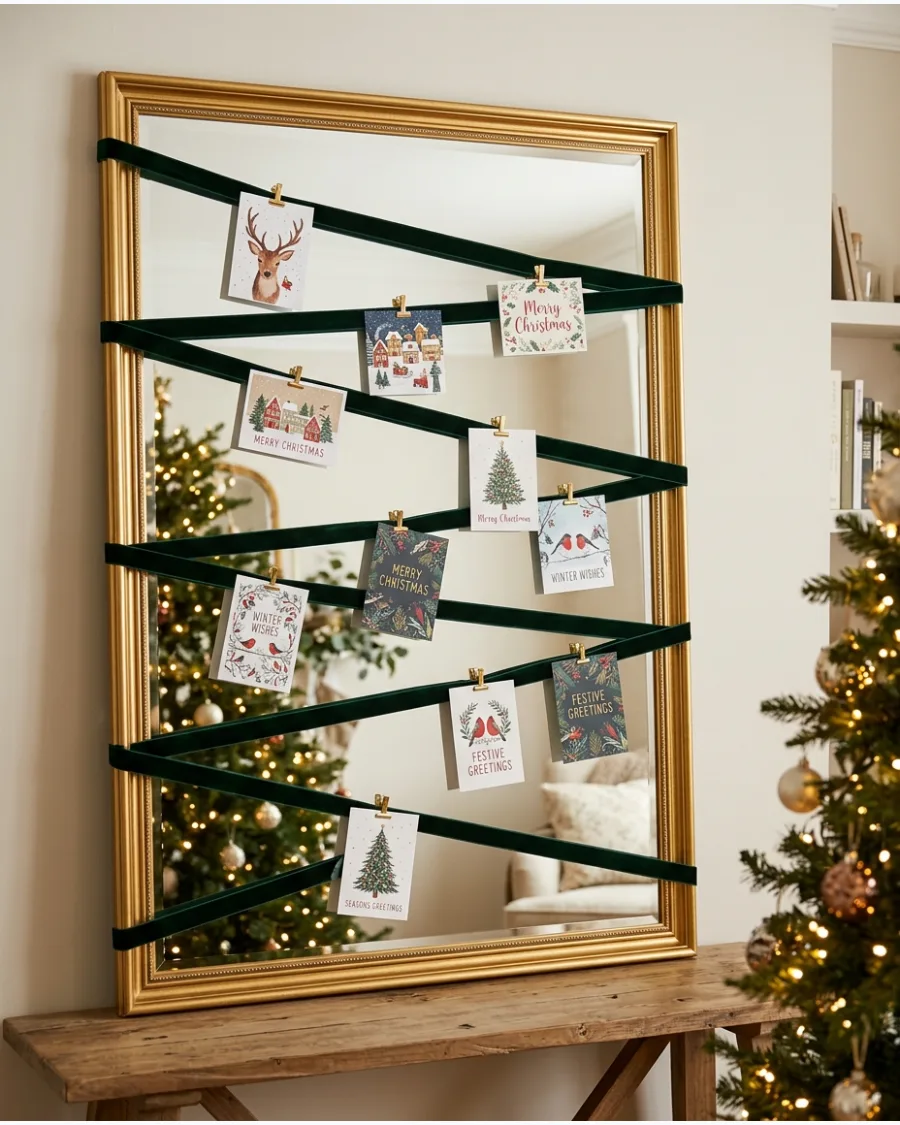 41. Mirror Christmas Card Display