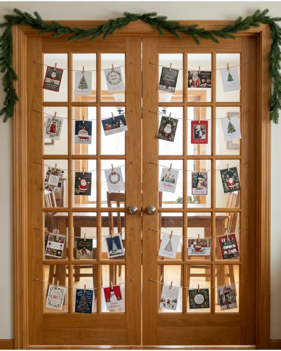 43. French Door Christmas Card Display